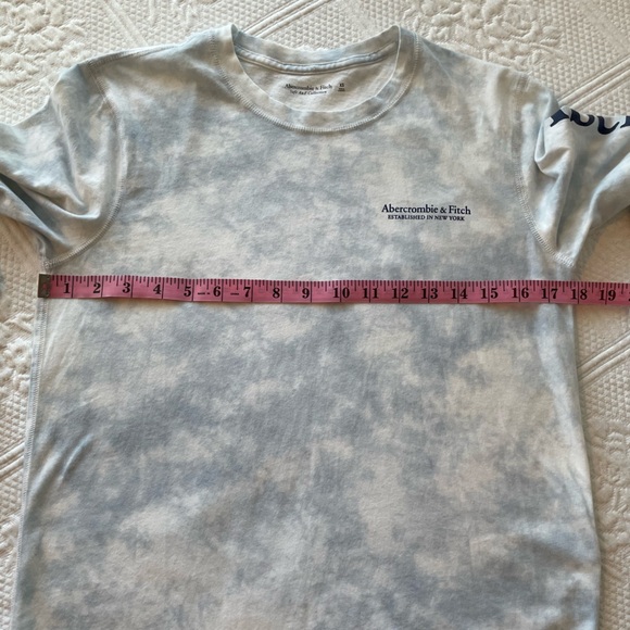 Abercrombie Long-Sleeve Print Logo Tee Light Blue Dye Effect Soft AF XS - Picture 8 of 10